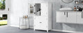 Elegant Bathroom Floor Storage Cabinet, Bathroom Storage Unit, Freestanding Cabinet With 4 Doors, Adjustable Shelves, Adaptable Shelves, White White Mdf