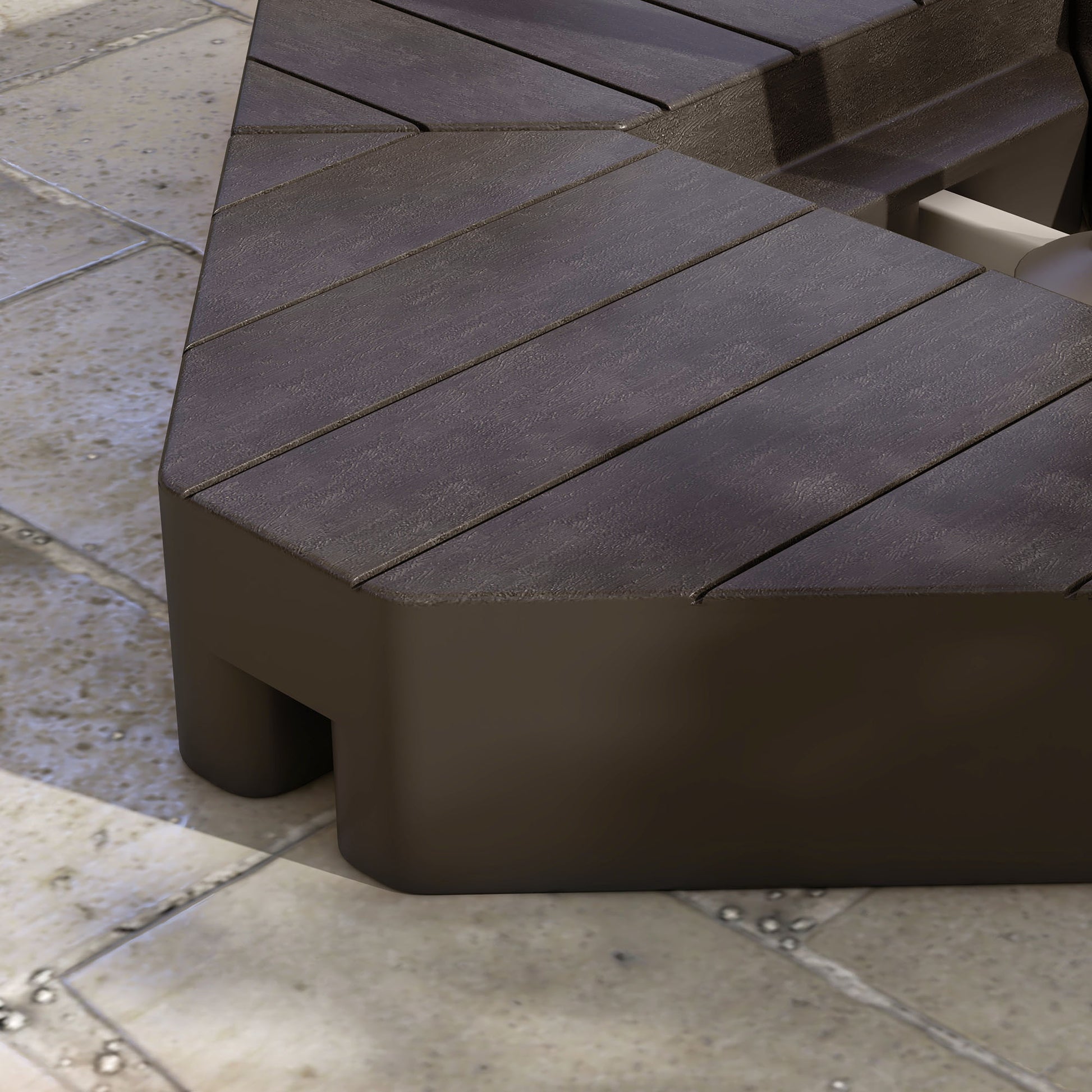 Outsunny 4 Piece Patio Cantilever Umbrella Base Weight Set, Outdoor Offset Umbrella Weights For Umbrella Stand, 132 Lb. Capacity Water Or 176 Lb. Capacity Sand, Brown Brown Hdpe