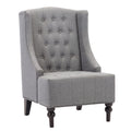 1Pc Modern Living Room Button Tufted Wingback Accent Chair Steel Grey Luxury Look Diamond Button Tufted Pattern Gray Primary Living Space Traditional Foam Wood