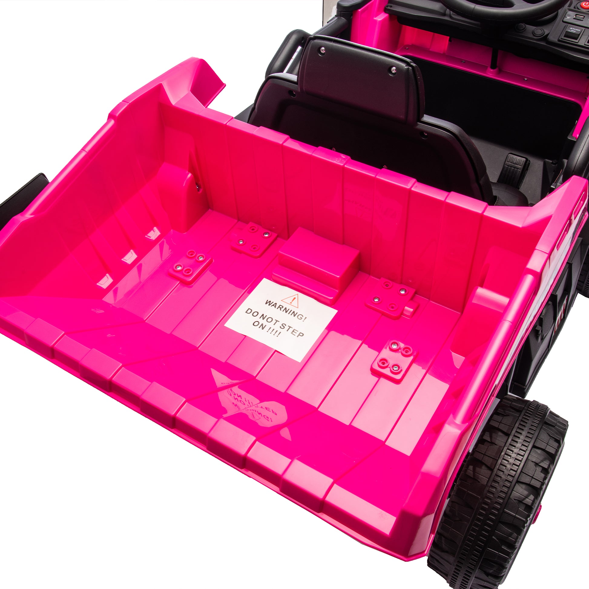 12V Kids Ride On Dump Truck W Parents Control,2Wd,Rear Wheel Suspension,Electric Dump Bed And Extra Shovel,Multimedia Function With Bluetooh And Music,Volume&Speed Adjustment,Led Light For Kids 3 5. Pink Polypropylene