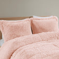 Shaggy Long Fur Comforter Mini Set Queen Blush Polyester