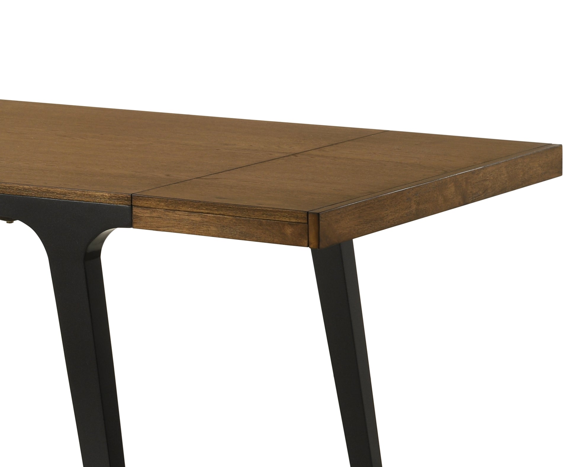 Walnut And Black Extendable Dining Table With 2 Leaf Walnut Black Seats 6 Dining Room Modern Rectangular Wood Metal