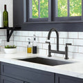 Double Handle Bridge Kitchen Faucet Matte Black Kitchen Metal Stainless Steel