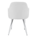 Dining Chair, Set Of 2, Side, Upholstered, Kitchen, Dining Room, White Leather Look, Chrome Metal, Contemporary, Modern White Foam Faux Leather