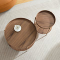 2 Piece Modern 2 Tier Round Coffee Table Set For Living Room,Easy Assembly Nesting Coffee Tables, End Side Tables For Bedroom Office Balcony Yard,Walnut Mdf Walnut Mdf Metal