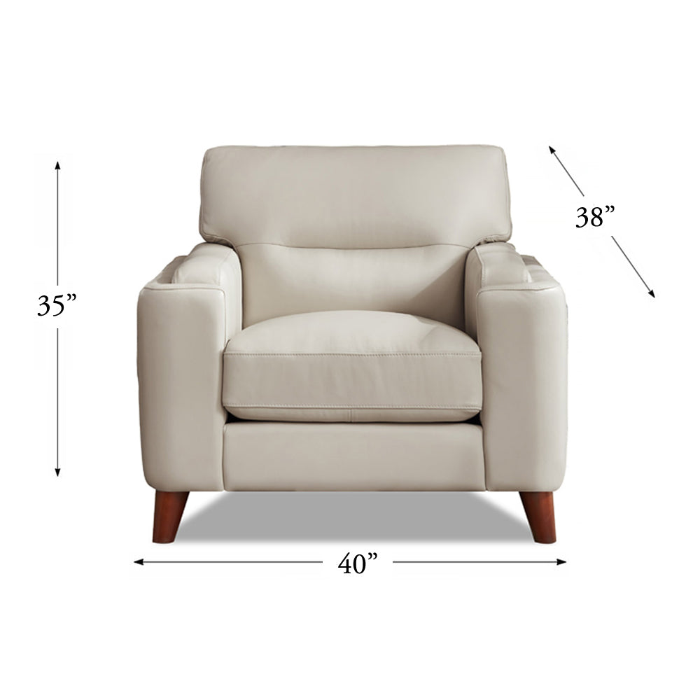 Elm Leather Chair Beige Down Filling Genuine Leather