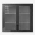 Retro Style Wall Mounted Cabinet Table Top Storage Cabinet With Hazy Glass Doors And 2 Adjustable Shelves For Bathroom Kitchen Living Room Kitchen Hallway Black Outdoor Paint, Waffle Grids Glass Square 3 4 Shelves Powder Coated Black Kitchen Glass Doors