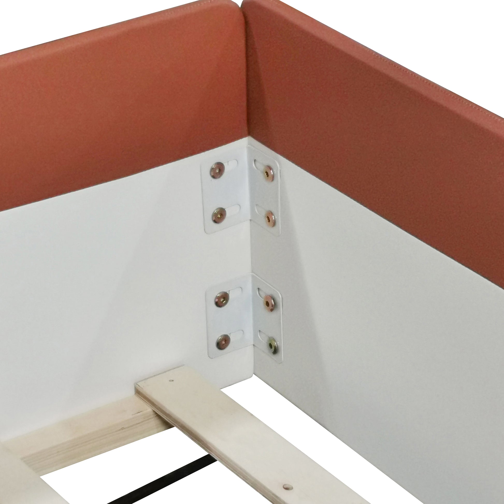 King Size Upholstered Daybed Frame With Fence And Stairs, Brown White King Brown White Mdf Lvl