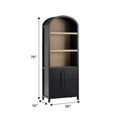 Modern 3 Shelf Open Arched Bookcase Cabinet Black Black Mdf Mdf