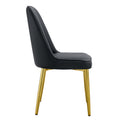 2 Modern Dining Chairs, Sleek Pu Leather Backrest, And Gold Metal Legs Bring A Comfortable Home Experience To The Kitchen, Bedroom, And Office. Black Pu