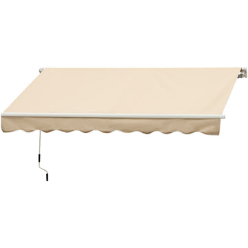 Outsunny 10' X 8' Retractable Awning, Patio Awnings, Sunshade Shelter W Manual Crank Handle, Uv & Water Resistant Fabric And Aluminum Frame For Deck, Balcony, Yard, Beige Beige Aluminum