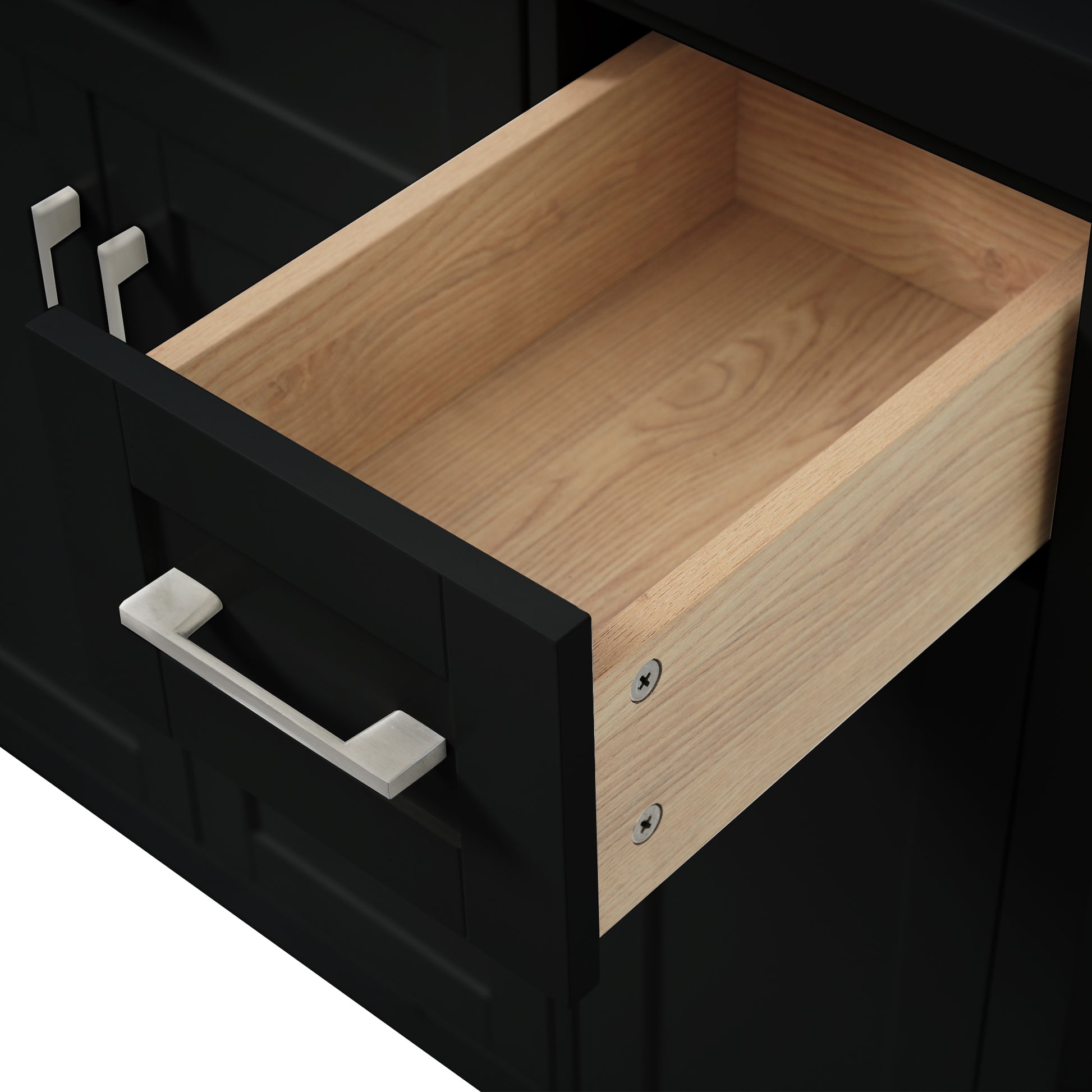 36" Black Bathroom Vanity Cabinet With Resin Integrated Sink 2 Drawers, 3 Doors Black Bathroom Solid Wood Mdf Resin