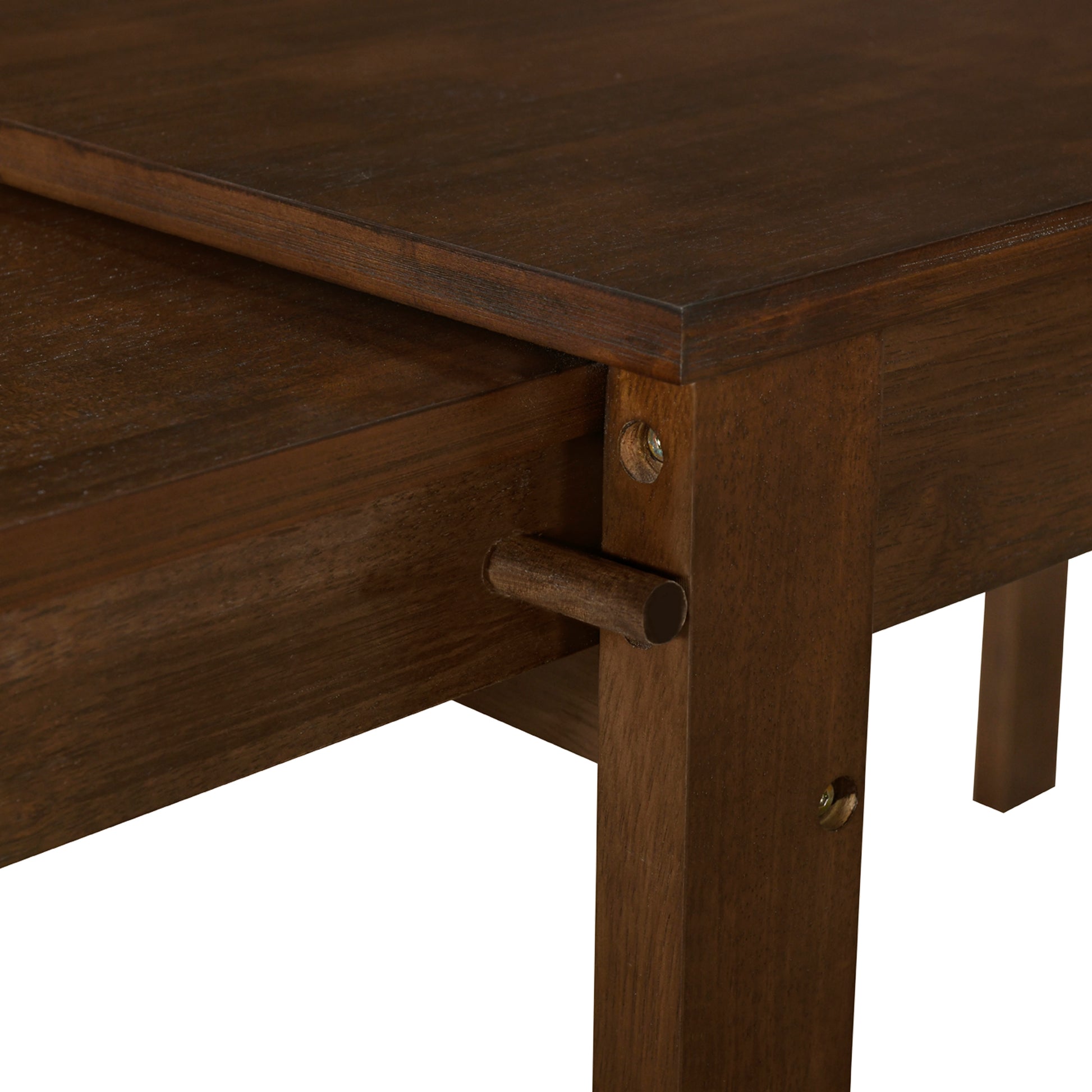 Farmhouse 65" 5 Piece Extendable Dining Table Set With Wheels Kitchen Table Set With 17.7" Pull Out Side Table And Dining Chairs For Small Places, Brown Wood Wood Brown Solid Back Wood Dining Room Solid Wood Rubberwood Rectangular Rectangular Dining