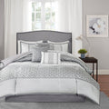 7 Piece Comforter Set Grey Queen Queen Grey Polyester