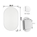 20X34 Inch Oval Recessed Medicine Cabinet, Metal Framed Bathroom Wall Cabinet With Mirror And Adjustable Shelves, Wall Mirror With Storage For Bathroom, White White 2 Adjustable Shelves Bathroom Wall Mounted Metal