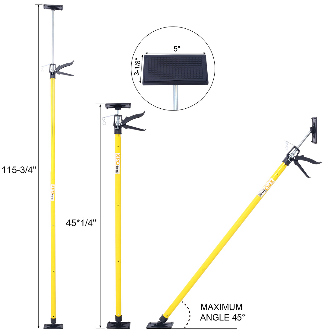 2Pack Adjustable Support Pole,Steel 3Rd Hand Support System,Support Rod For Jacks Cargo Bars Drywalls,Cabinet Jacks For Installing Cabinets,Extends From 45 To 114 Inch Yellow Steel