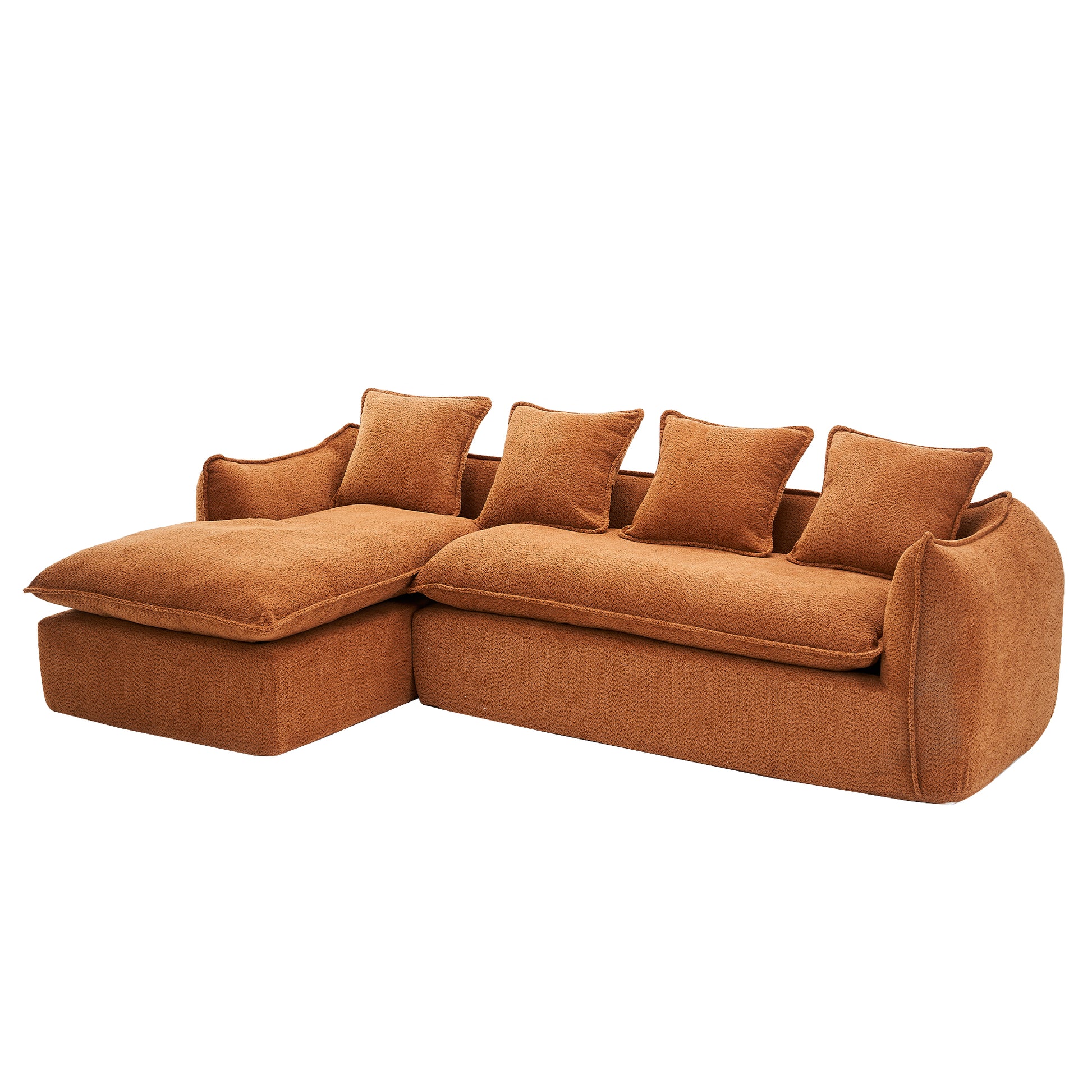 Sofa Deep Seat Sofa 3 Seater For Living Room Oversized Comfy Sofa L Shape Sofa Couch With Chaise Home Furniture Sleeper Sectional Sofa For Apartment, Office Left Hand Facing Orange Foam 3 Seat