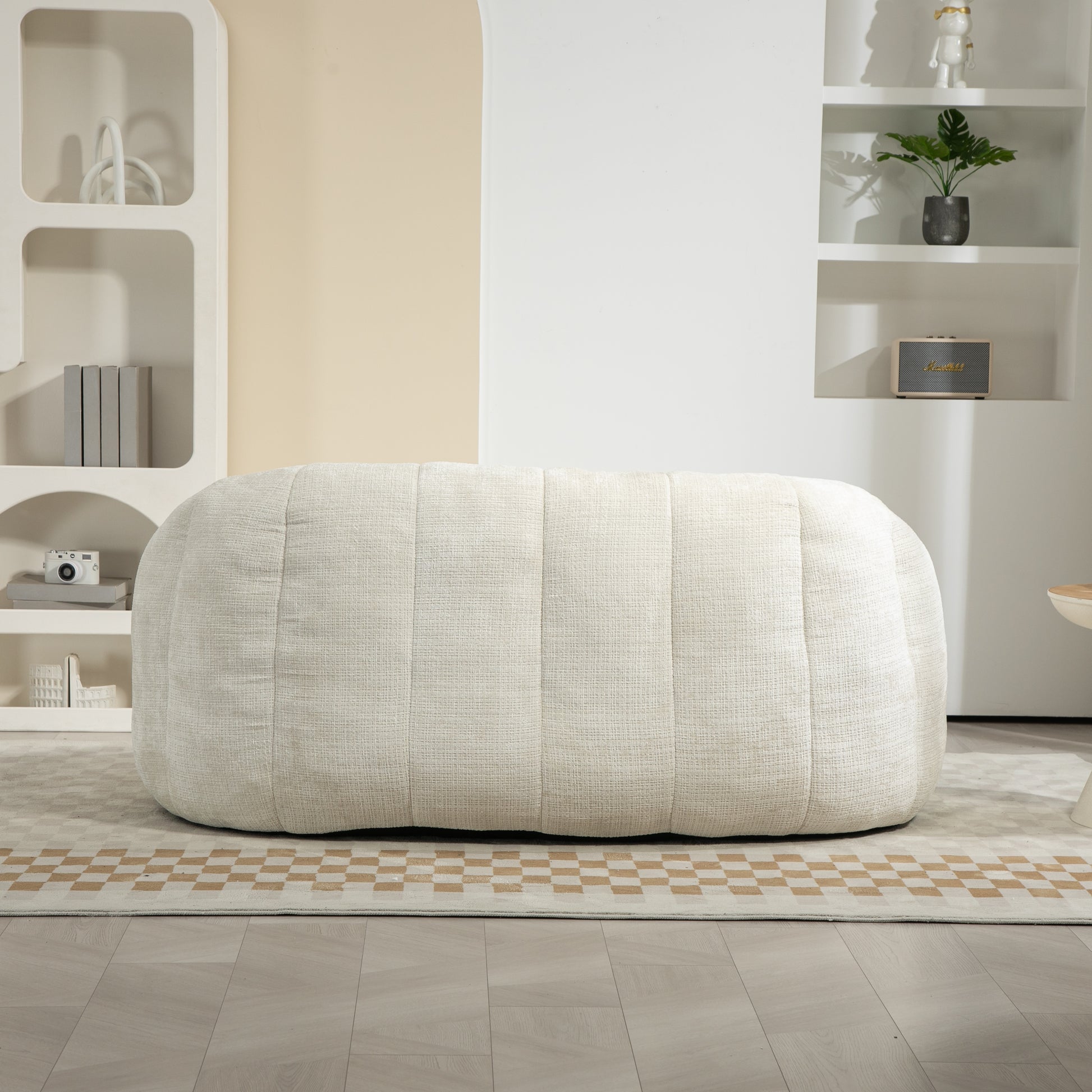 Coolmore Bean Bag Sofa Lazy Sofa Durable Comfort Lounger High Back Bean Bag Chair Couch For Adults And Kids, Indoor & Outdoor, Accent Floor Soft Lounge Chair White Chenille White Primary Living