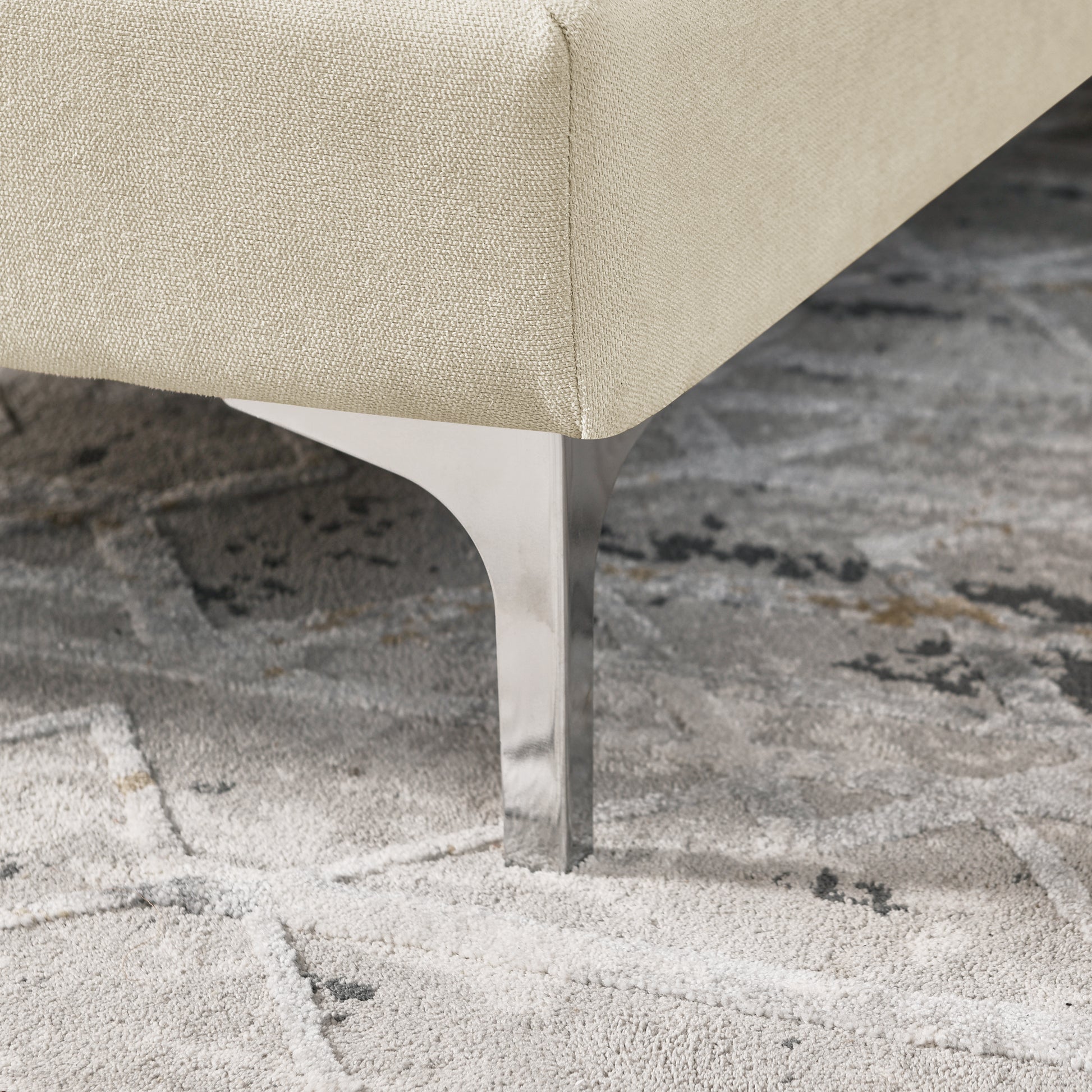 Modern Sofa 3 Seat Couch With Stainless Steel Trim And Metal Legs For Living Room,Package Compression Sofa Technology,Beige Beige Foam 3 Seat