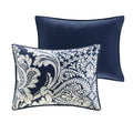 7 Piece Cotton Printed Comforter Set Indigo King King Indigo Polyester