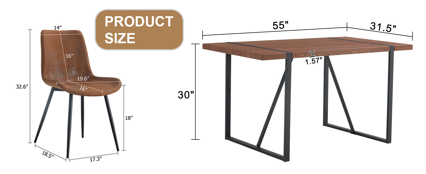 Table And Chair Set. A Minimalist Retro Rectangular Dining Table With A Specially Textured Top And Black Metal Legs, Paired With 6 Soft Chairs And Black Metal Legs, Showcases A Beautiful Home Style.