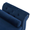 Velvet Multifunctional Storage Rectangular Ottoman Bench With 1 Pillow, Navy Blue Antique Navy Blue Polyester Wood Solid Beige Pine Flip Top Polyester With Storage Velvet
