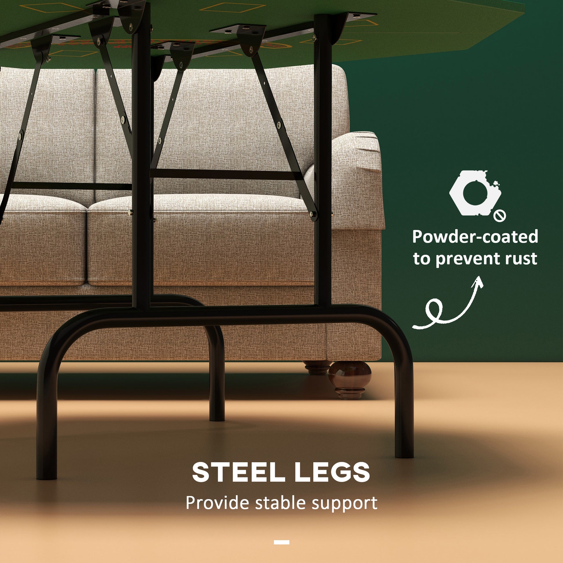 Soozier Poker Table Foldable 47" Octagon Casino Table Blackjack Texas Holdem Poker Table For 8 Players With Chips Tray And Cup Holders, Green Green Mdf Steel