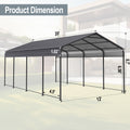 Video Offermetal Carport 12 20 Ft Heavy Duty With Galvanized Steel Roof, Metal Garage Canopy With Galvanized Steel Roof & Frame, Car Tent Outdoor Storage Shed For Car, Boats And Truck, Gray Dark Gray Metal