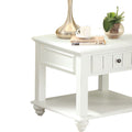 White Washed End Table With Bottom Shelf White Primary Living Space Traditional Poplar Drawers Rectangular Wood