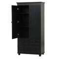 Tall Storage Cabinet With Three Drawers For Bathroom Office, Black Black Mdf