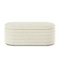 Modern Oval Storage Ottoman Bench, Upholstered Boucle Teddy Fabric End Of Bed Bench With Storage, End Of Bed Stool With Safety Hinge For Bedroom, Living Room, Entryway, Cream Cream Primary Living Space Oval Black American Design,Contemporary,Luxury,Mid