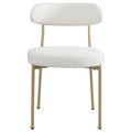 Boucle Upholstered Dining Chairs With Curved Backrest & Gold Metal Legs Set Of 2, Beige Metal Beige Gold Dining Room Foam Classic,Modern Dining Chairs Set Of 2 Fabric Metal