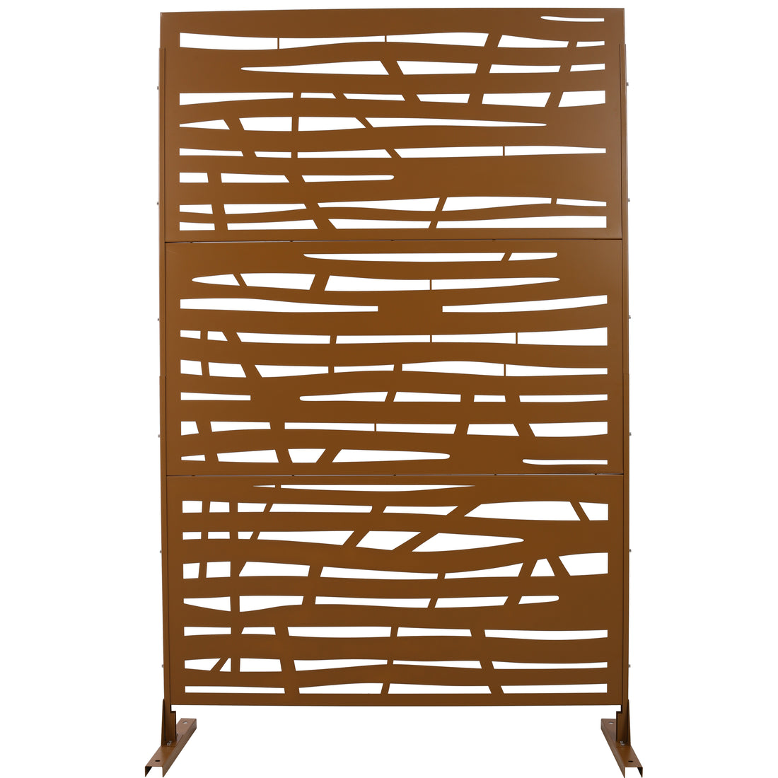 Outdoor & Indoor Privacy Screen Metal Privacy Screen 76" H 48" W, Freestanding Decorative Privacy Screen For Deck Balcony Patio, Privacy Fence Panels For Outside Lawn Garden Ps109 Brown Brown Steel