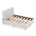 Full Size Upholstered Platform Bed With Support Legs,Beige Beige Upholstered