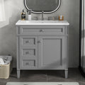 30'' Bathroom Vanity With Top Sink, Modern Bathroom Storage Cabinet With 2 Drawers And A Tip Out Drawer, Single Sink Bathroom Vanity Grey Modern Mdf Ceramic,Solid Wood Mdf