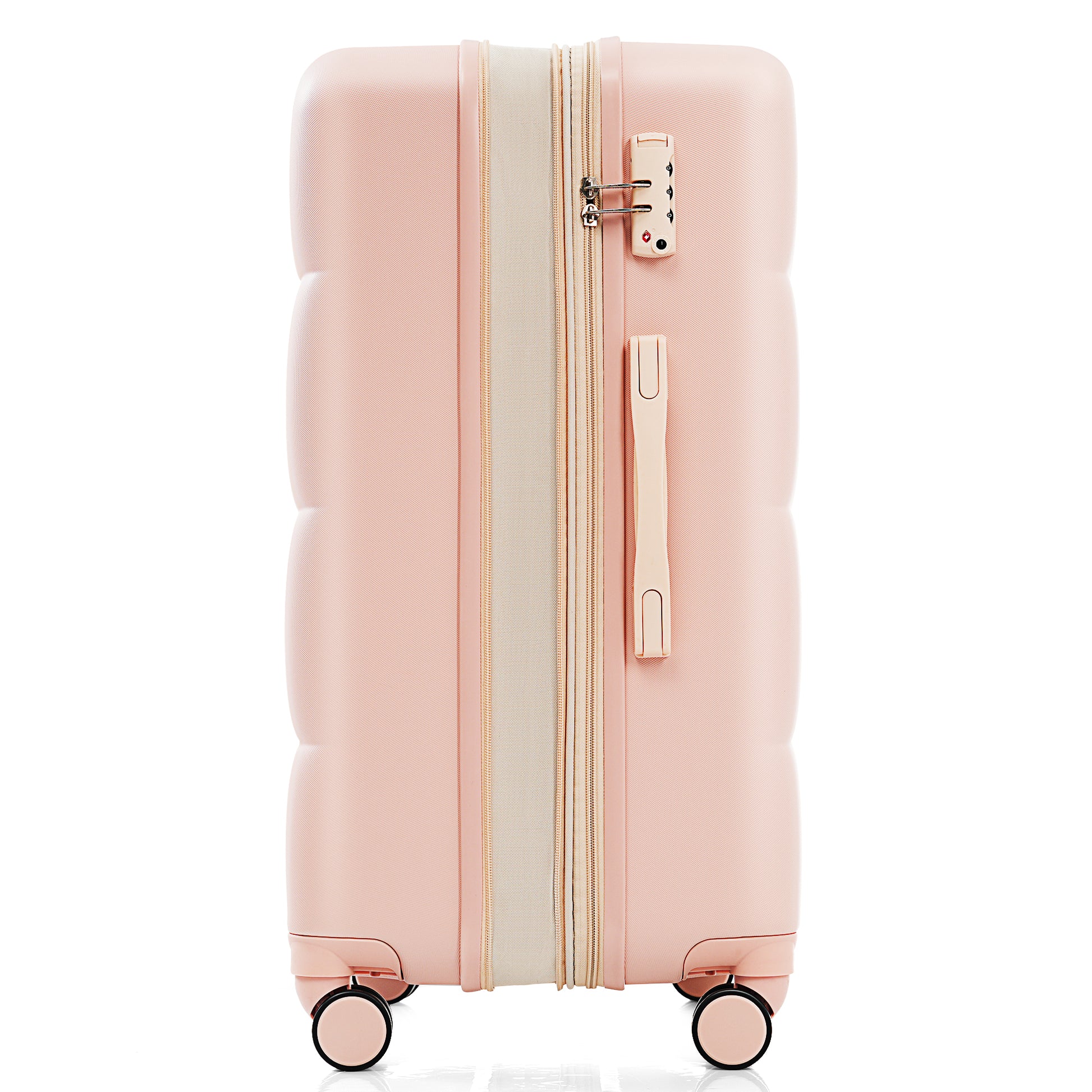 Luggage Sets 3 Piece, 20 Inch With Usb Port And Front Opening Design, Abs Hard Shell Luggage With Spinner Wheels, Cup Holder, Pink Pink Abs