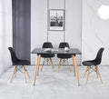 1 6,7Pieces Dining Set, Table Metal Leg Mid Century Dining Table For 4 6 People With Mdf Table Top, Pedestal Dining Table, End Table Leisure Coffee Table Black Mdf Metal