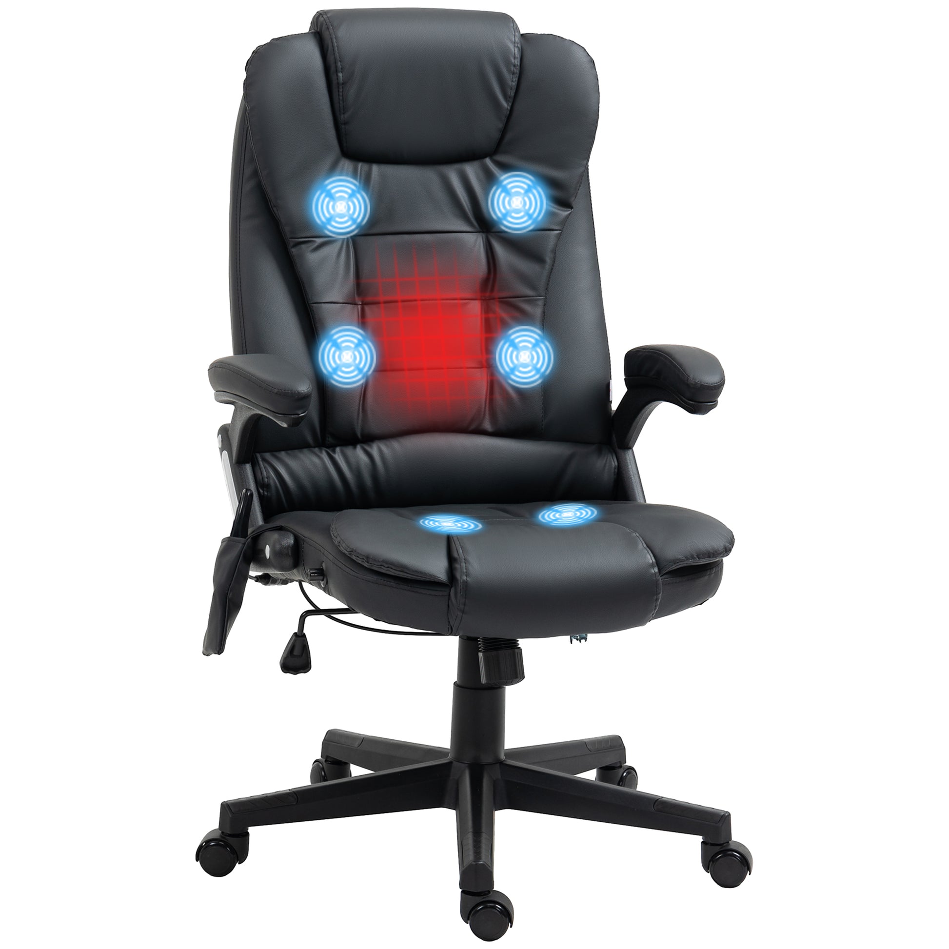 Homcom High Back Vibration Massage Chair, Heating Office Chair, Black Homcom High Back Vibration Massage Chair, Heating Office Chair, Black