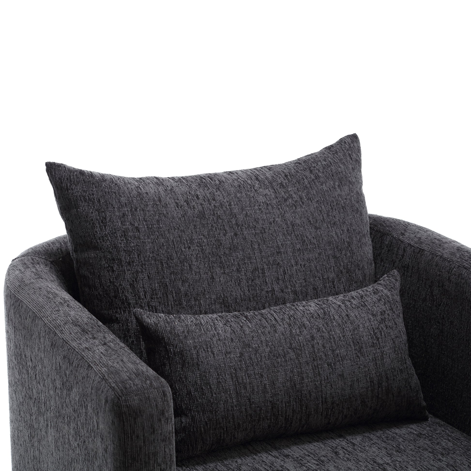 Coolmore Swivel Barrel Chair, Comfy Round Accent Sofa Chair For Living Room, 360 Degree Swivel Barrel Club Chair, Leisure Arm Chair For Nursery, Hotel, Bedroom, Office, Lounge Carbon Black Chenille Carbon Black Primary Living Space Foam Chenille
