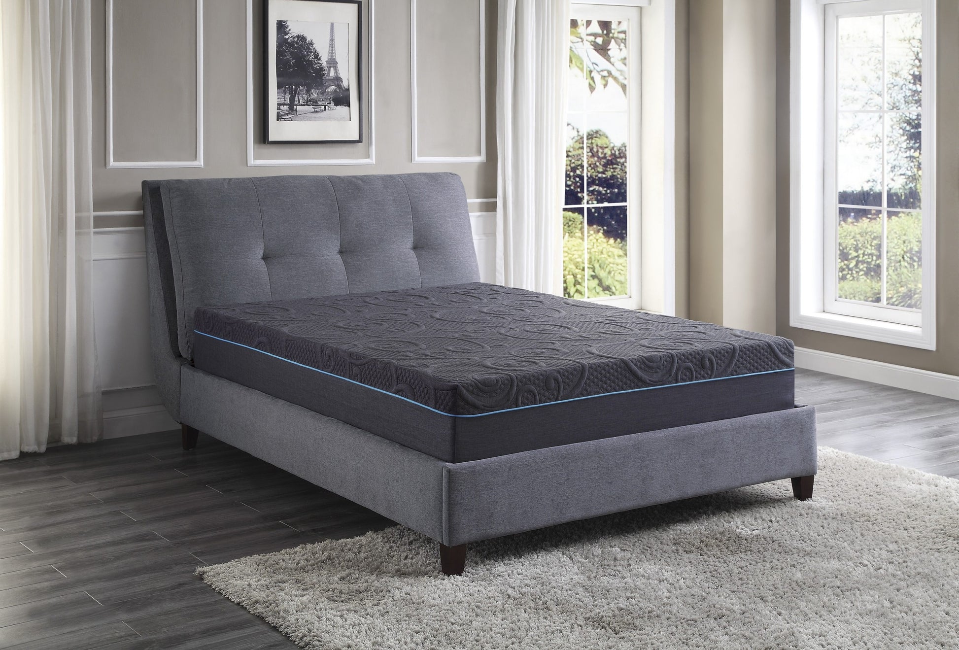 11 Inch California King Bed Mattress Gel Infused Memory Foam Hybrid Mattress, Dark Gray, Mattress In A Box Dark Gray Bedroom Foam Spring California King