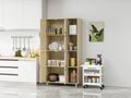 4 Door Cabinet With 4 Shelves With 4 Adjustable Inner Shelves, Storage Cabinet Natural Mdf