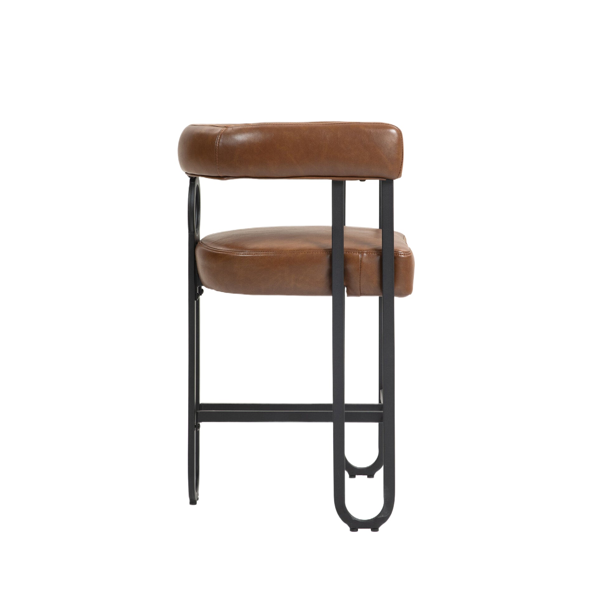 Coolmore Bar Stools Set Of 2, Modern Bar Stool With Back, Black Metal Frames, Upholstered Bar Stools For Kitchen Island, Pub, Club Light Brown Pu Light Brown Dining Room Foam Pu Leather