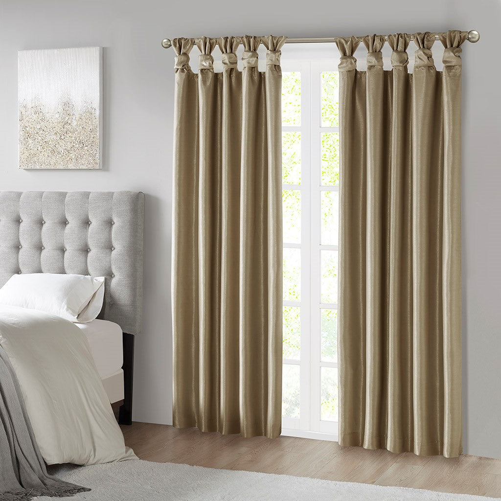 Twist Tab Total Blackout Window Curtain Panel Only 1 Pc Panel Bronze Polyester