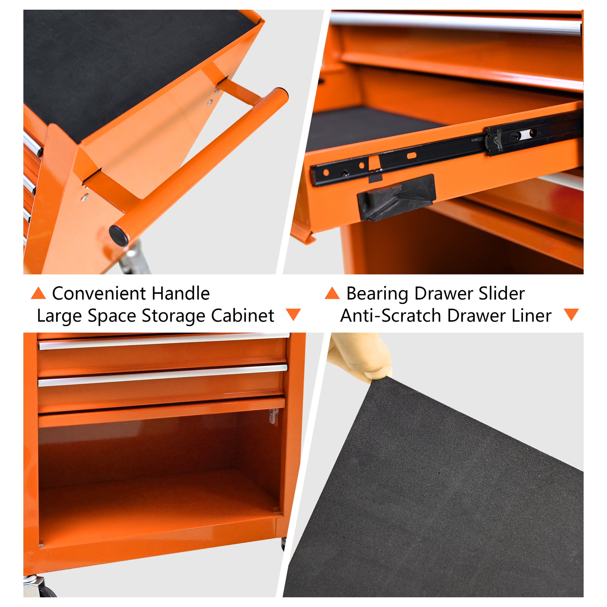 4 Drawers Multifunctional Tool Cart With Wheels Orange Orange Steel