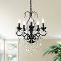 Classic Vintage Crystal Candle Chandeliers Lighting, 5 Lights Pendant Ceiling Fixture Lamp 5*E12*Max40W, No Include Bulb Chandelier For Living Room Dining Room Bedroom Hall Balcony Matte Black Gold Matte Black American Design,Luxury,Modern,Vintage Metal