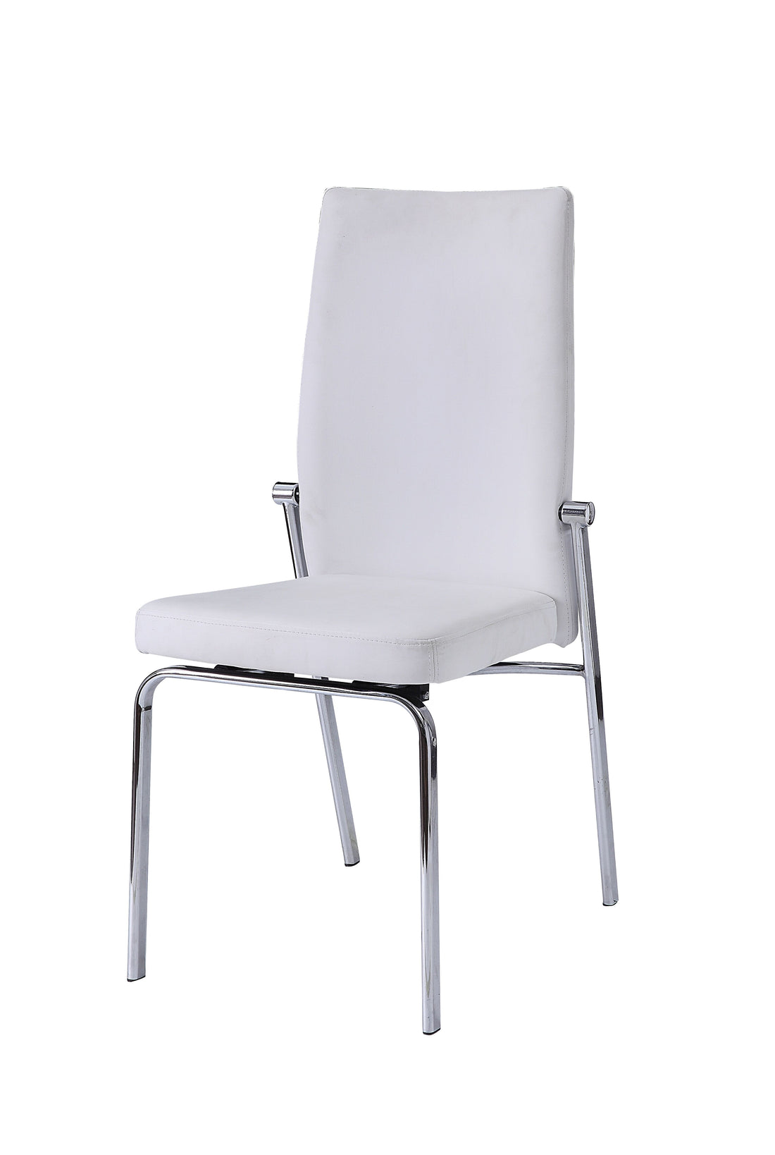 White And Chrome Padded Side Chair Set Of 2 Solid White Silver Dining Room Modern Side Chair Solid Back Set Of 2 Wood Fabric