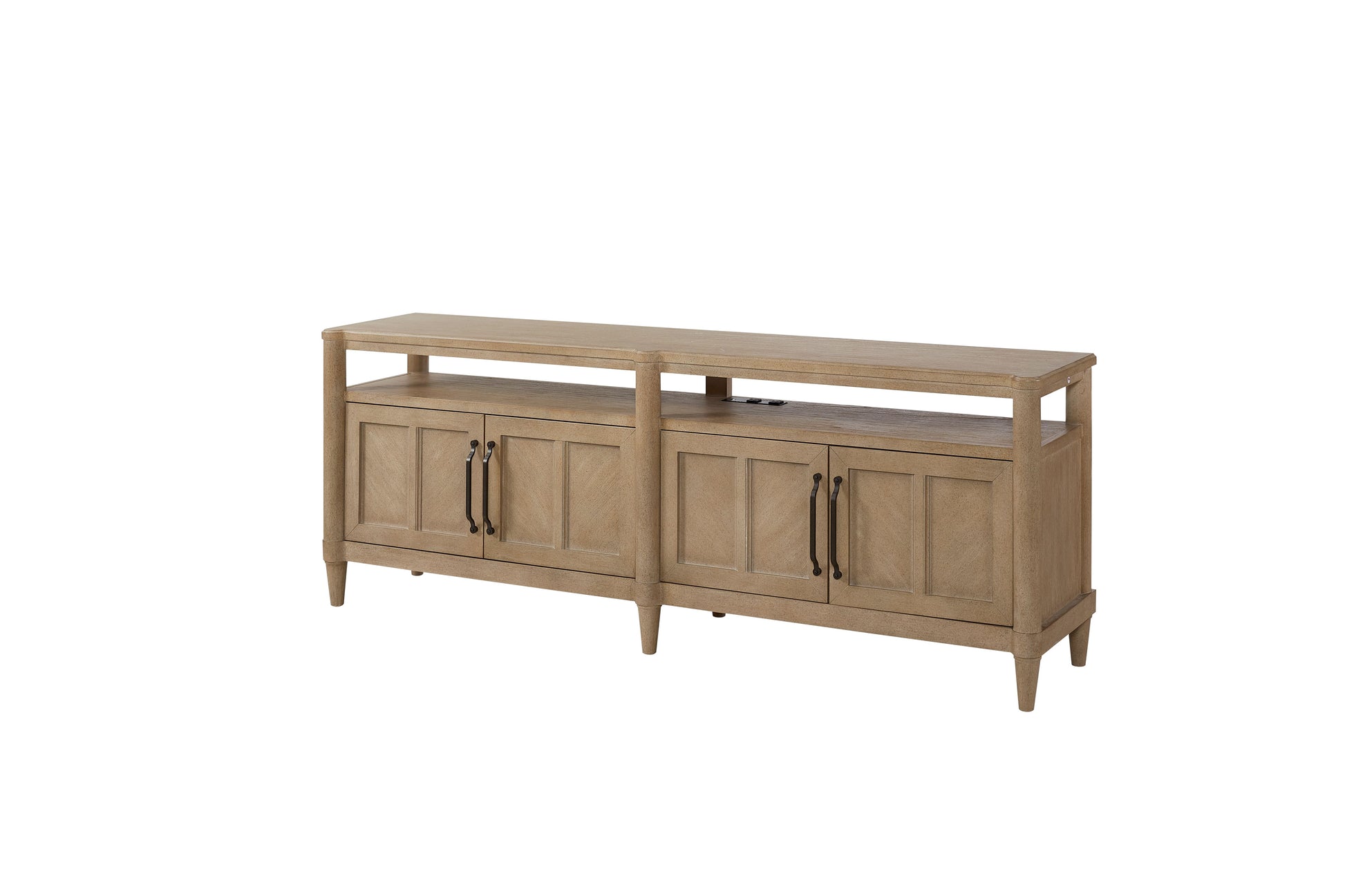 72" Entertainment Console In Sand Finish Sand Solid Wood Mdf