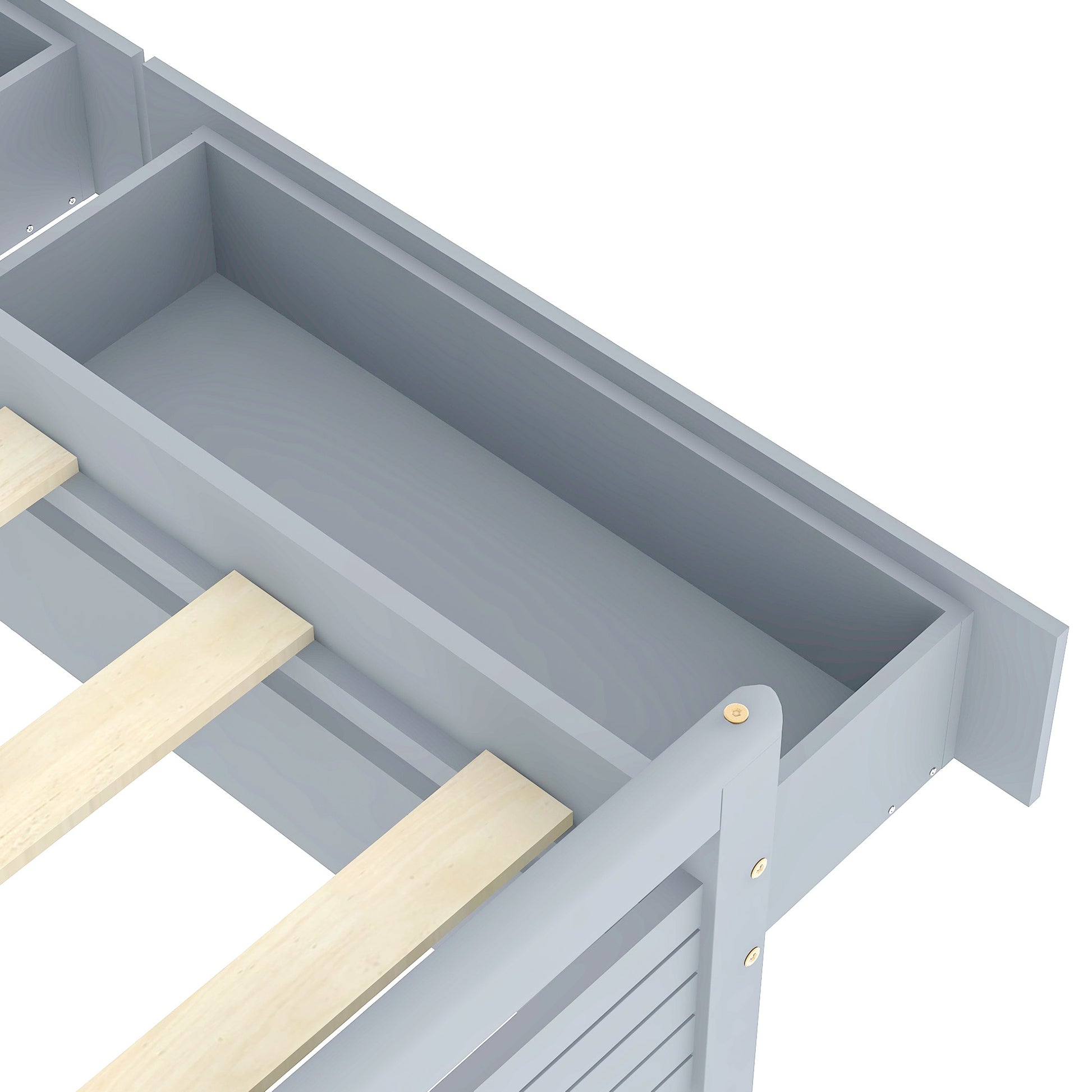 Full Size Wooden Platform Bed With 2 Storage Drawers And 2 Bedside Tables, Gray Full Gray Pine