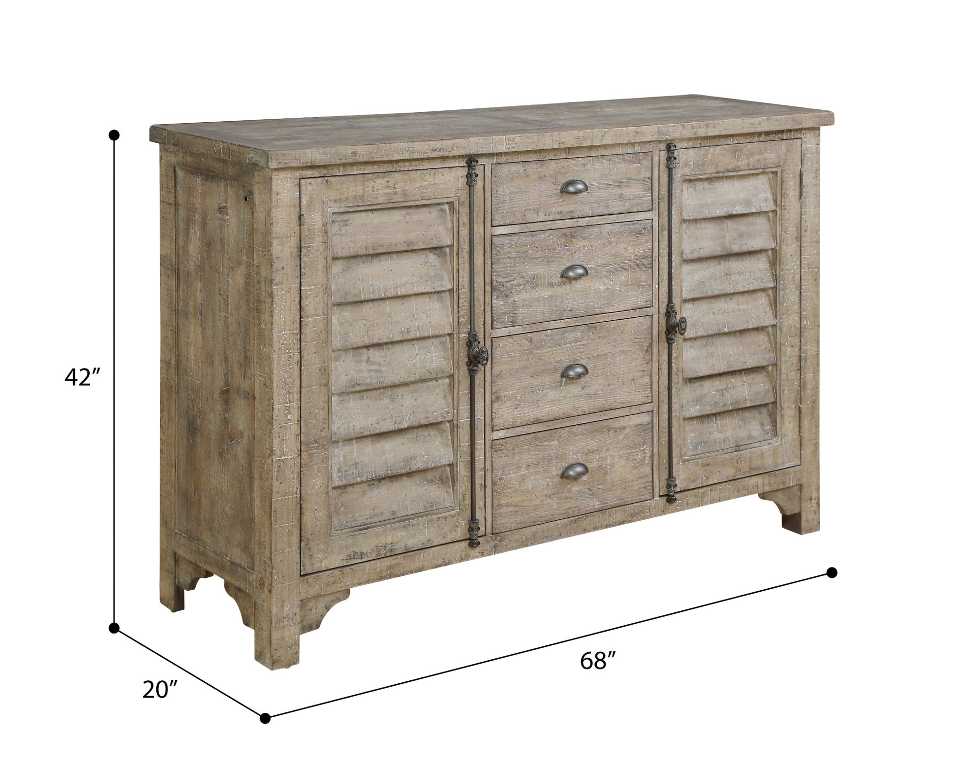 Ludin Taupe Louvred Door Buffet Taupe Engineered Wood