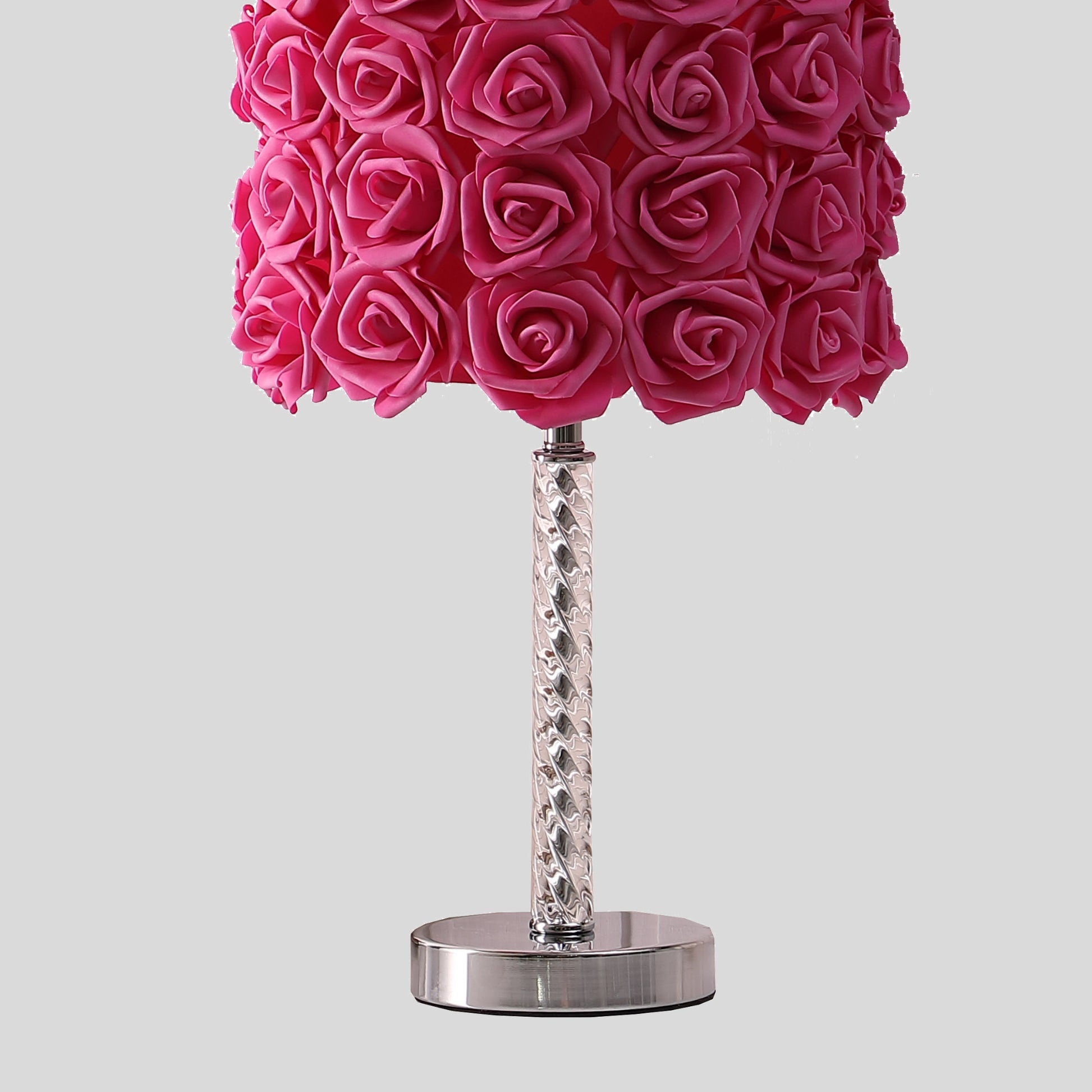 18.25" Red Roses In Bloom Acrylic Metal Table Lamp Multicolor Metal